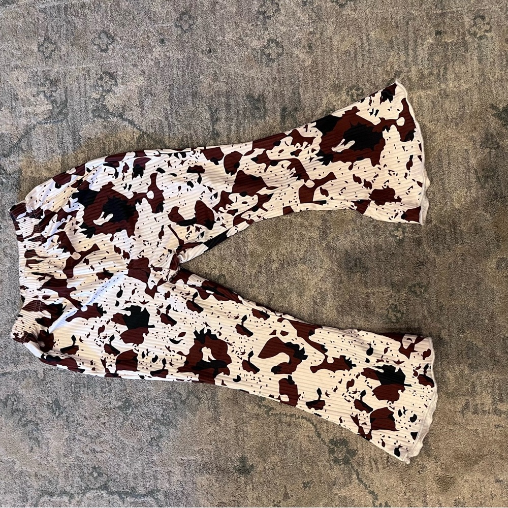 Stylish Kids Cow Print Flared Bottoms